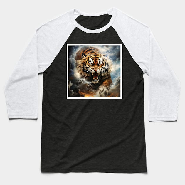 Rise Above Strike With Power Tiger Baseball T-Shirt by Merchweaver